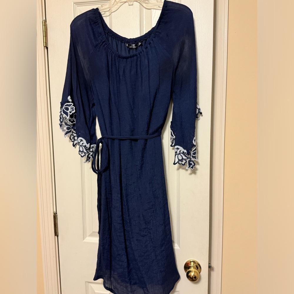 Navy and white dress
